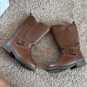 Kids Brown Mid-Calf Buckle Boots